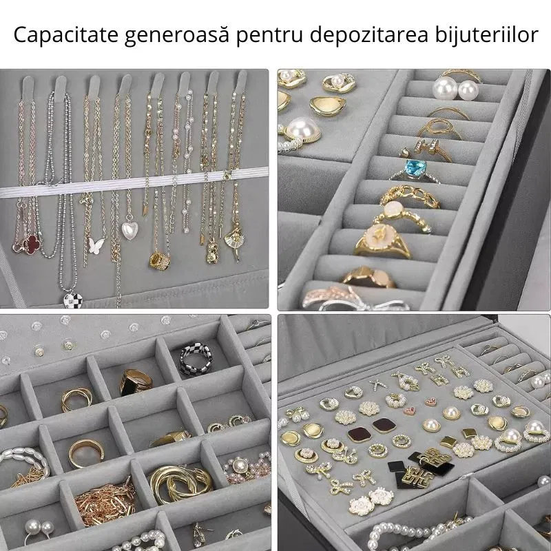 Cutie de bijuterii neagra, 26.5x26.5x9cm, Charming [5]