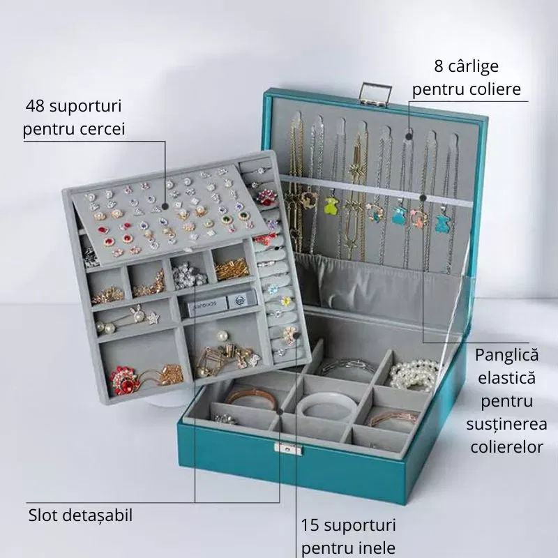 Cutie de bijuterii neagra, 26.5x26.5x9cm, Charming [4]