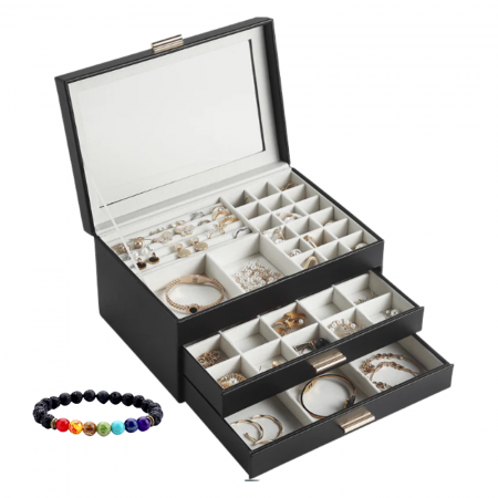 Cutie de bijuterii neagra, 26.5x18x13.5cm, Nobila [6]