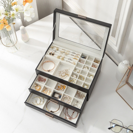 Cutie de bijuterii neagra, 26.5x18x13.5cm, Nobila [2]