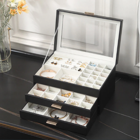 Cutie de bijuterii neagra, 26.5x18x13.5cm, Nobila [0]