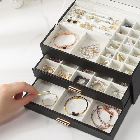 Cutie de bijuterii neagra, 26.5x18x13.5cm, Nobila [3]