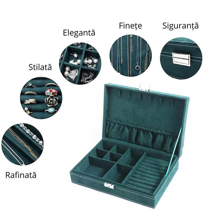 Cutie de bijuterii, verde, 29x19x6.5cm, Superba [15]