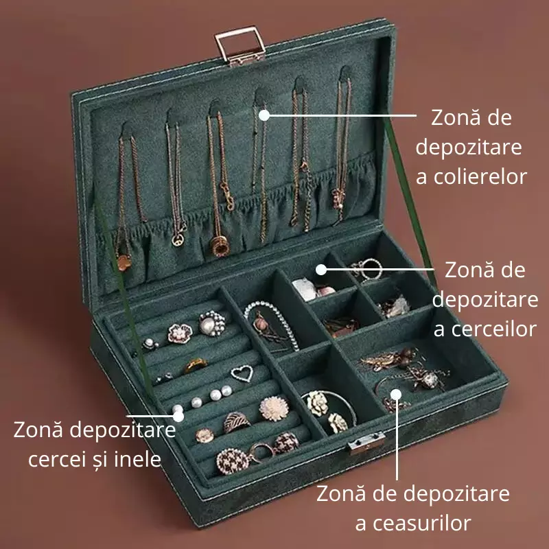 Cutie de bijuterii, verde, 29x19x6.5cm, Superba [12]