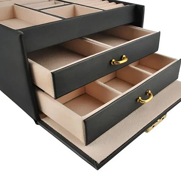 Cutie de bijuterii XL cu oglinda, cheita si 20 compartimente [3]