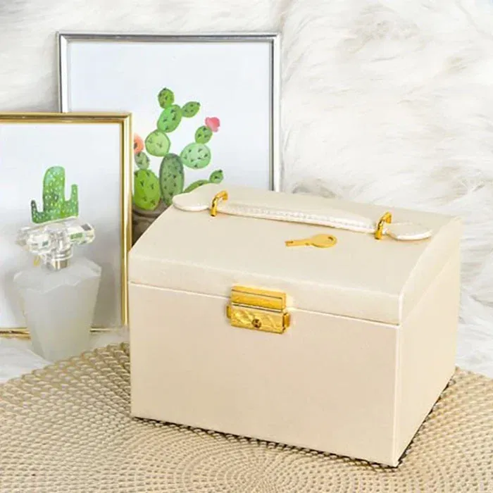 Cutie de bijuterii XL cu oglinda, cheita si 20 compartimente [12]