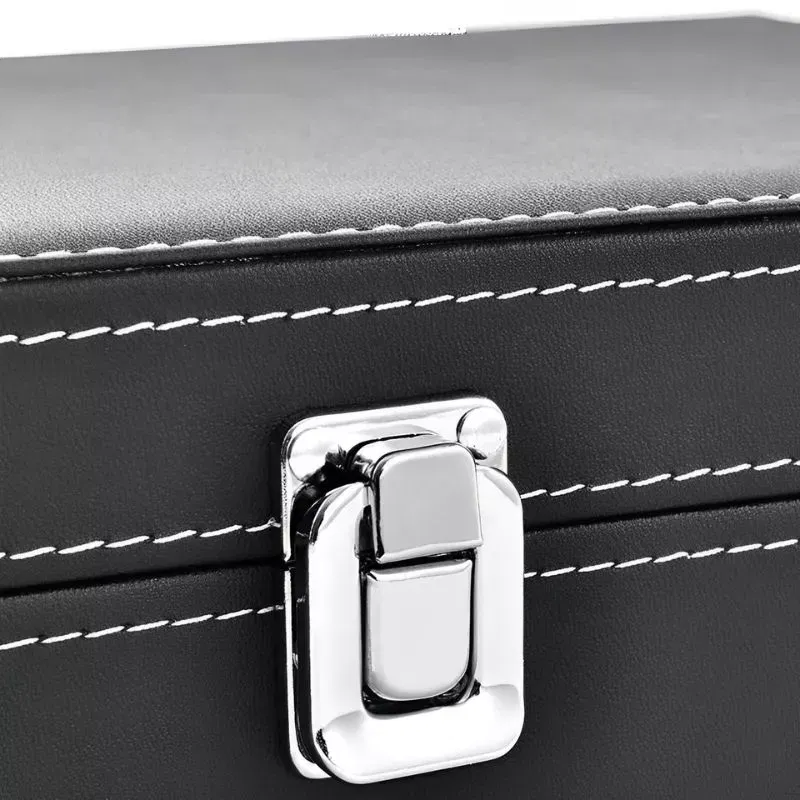 Cutie de vin Deluxe pentru 2 sticle cu accesorii de vin incluse din piele ecologica neagra fina [8]