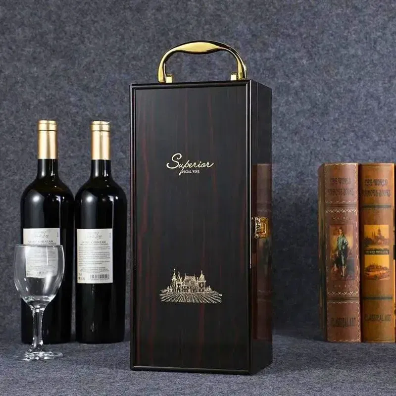 Cutie de vin Wood Deluxe pentru 1 sticla cu accesorii de vin incluse Royale [3]