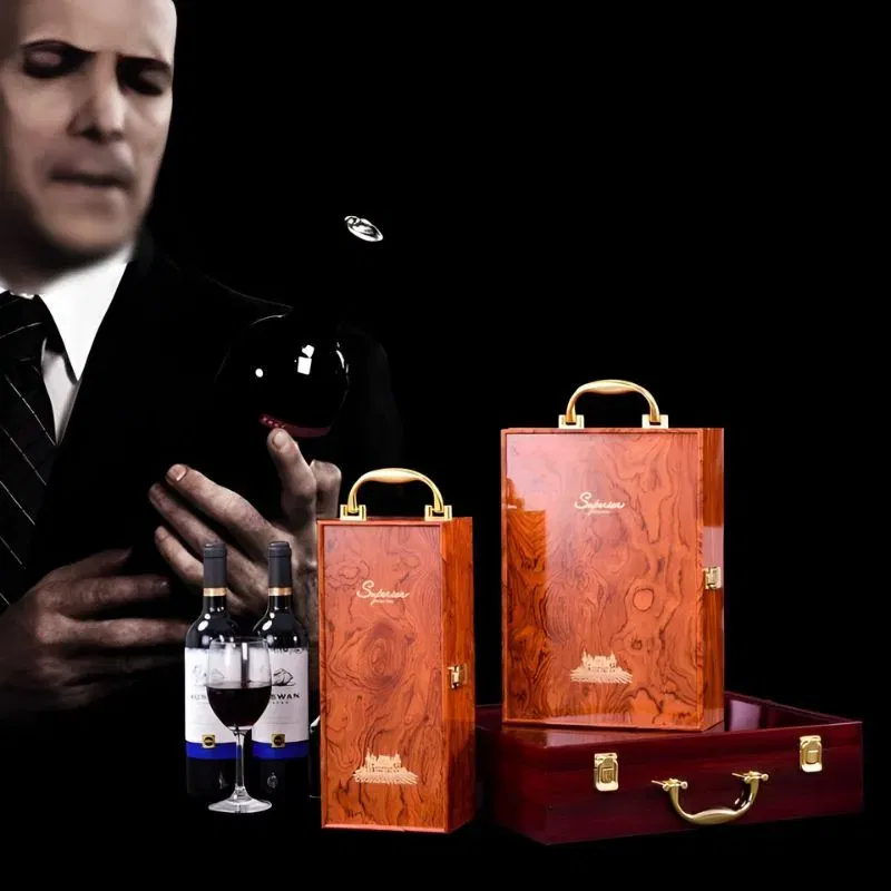 Cutie de vin Wood Deluxe pentru 1 sticla cu accesorii de vin incluse Vinception [5]