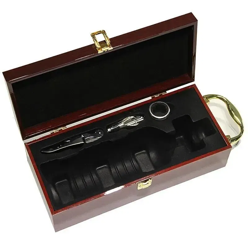 Cutie de vin Wood Deluxe pentru 1 sticla cu accesorii de vin incluse Vinquisite [13]