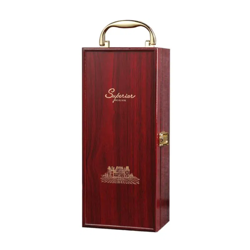 Cutie de vin Wood Deluxe pentru 1 sticla cu accesorii de vin incluse Vinquisite [16]