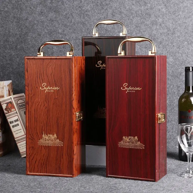 Cutie de vin Wood Deluxe pentru 1 sticla cu accesorii de vin incluse Vinquisite [3]