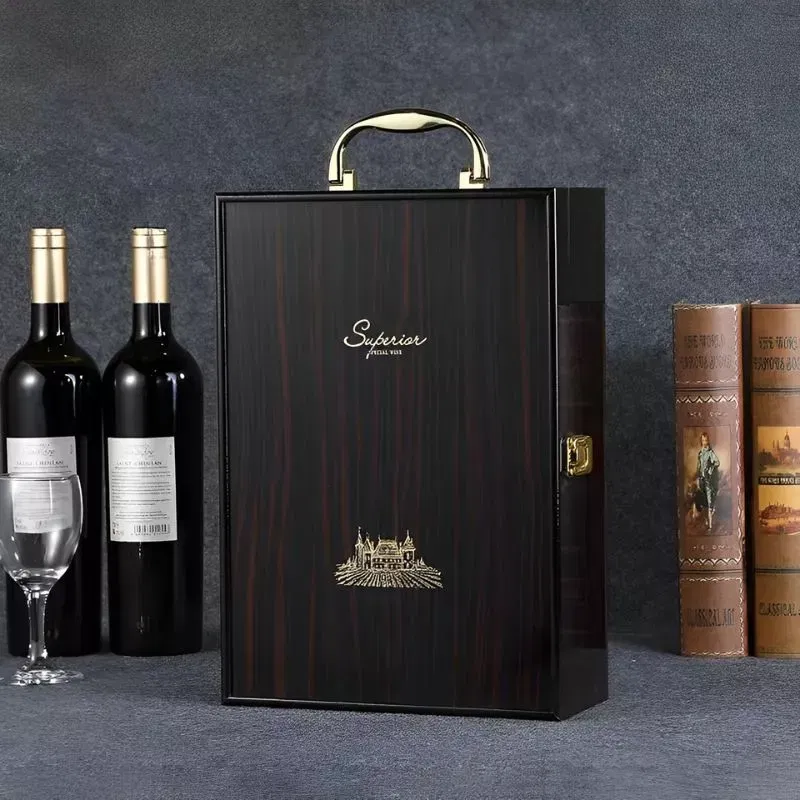 Cutie de vin Wood Deluxe pentru 2 sticle cu accesorii de vin incluse Prestige [3]