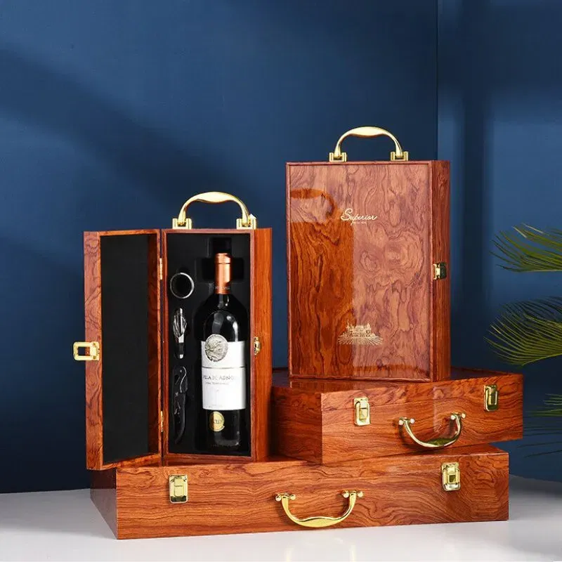 Cutie de vin Wood Deluxe pentru 2 sticle cu accesorii de vin incluse Vinluxe Elite [9]