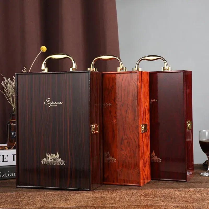 Cutie de vin Wood Deluxe pentru 2 sticle cu accesorii de vin incluse Vinluxe Elite [10]