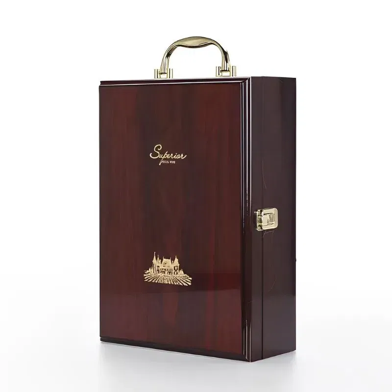 Cutie de vin Wood Deluxe pentru 2 sticle cu accesorii de vin incluse Vintrigue [12]