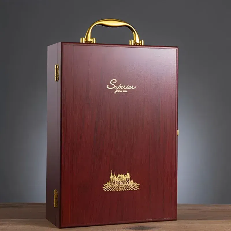 Cutie de vin Wood Deluxe pentru 2 sticle cu accesorii de vin incluse Vintrigue [7]