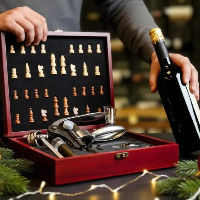Petrecere - Set sah si accesorii vin, Caseta Deluxe