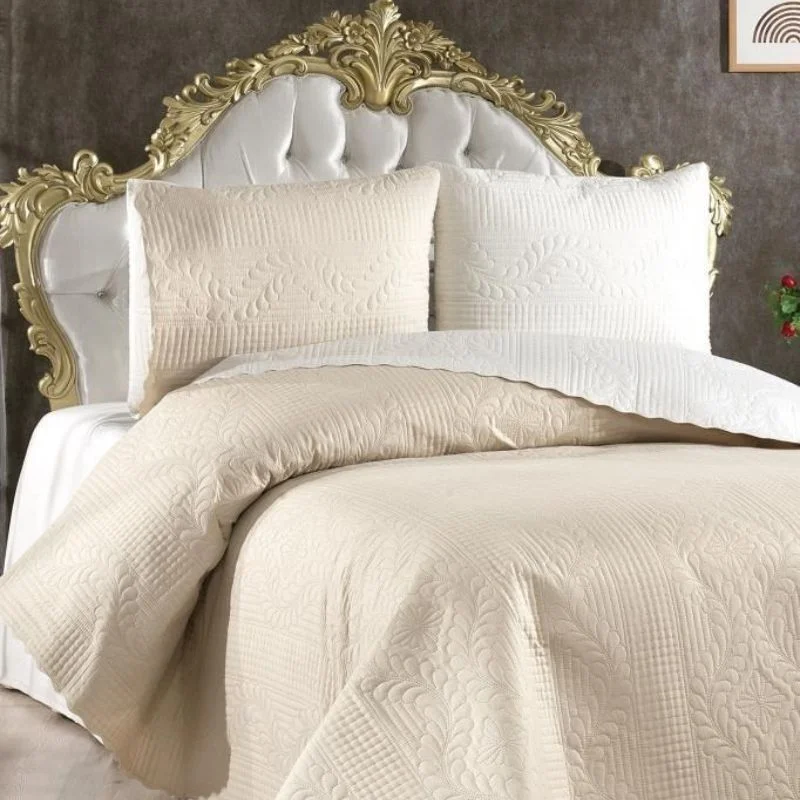 Cele mai noi - Cuvertura pat Sanem - Cream Beige, bumbac, 230x250 cm