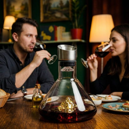 Decantoare - Decantor Cadou Munte de Aur In Varful Lumii cu bile de curatare