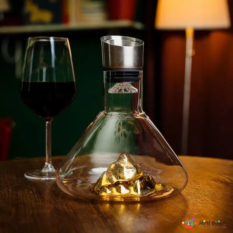 Cadouri pentru Sot - Decantor Cadou Munte de Aur In Varful Lumii cu bile de curatare