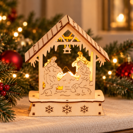 Cadouri pentru Femei - Decoratiune din lemn cu LED pentru Craciun