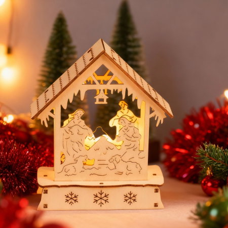 Pentru Copilul din tine - Decoratiune din lemn cu LED pentru Craciun