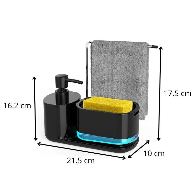 Dispenser detergent lichid pentru vase, 5 in 1, cu suport burete si laveta, organizator chiuveta [4]