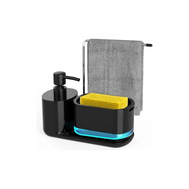 Dispenser detergent lichid pentru vase, 5 in 1, cu suport burete si laveta, organizator chiuveta [3]