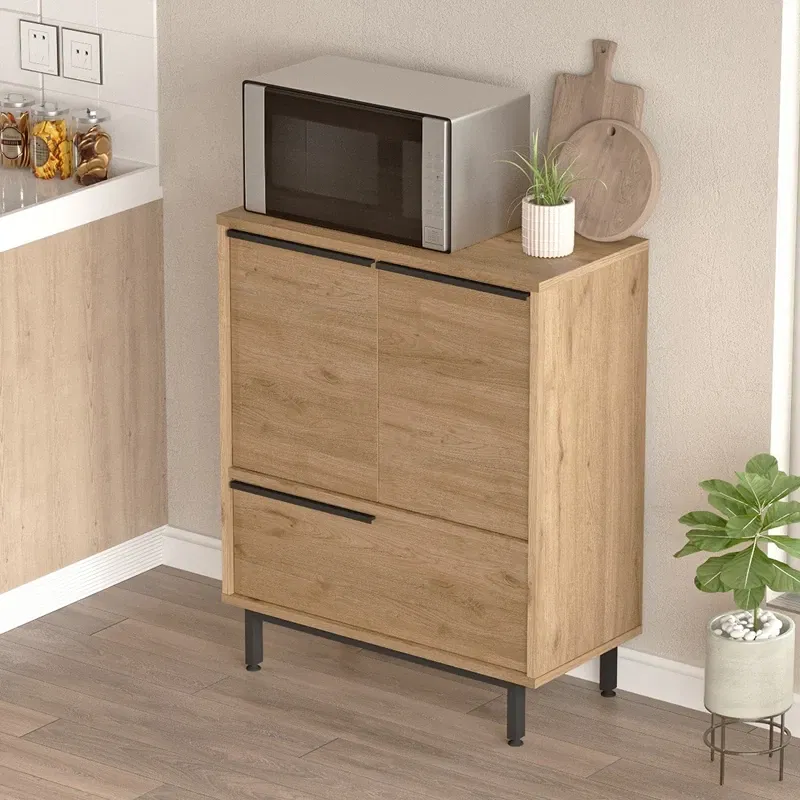 Dulap bucatarie nuc cu picioare metalice 74,8x90,4 cm [0]