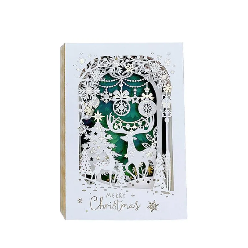 Felicitare de Craciun 3D Cerbul si Padurea fermecata [3]