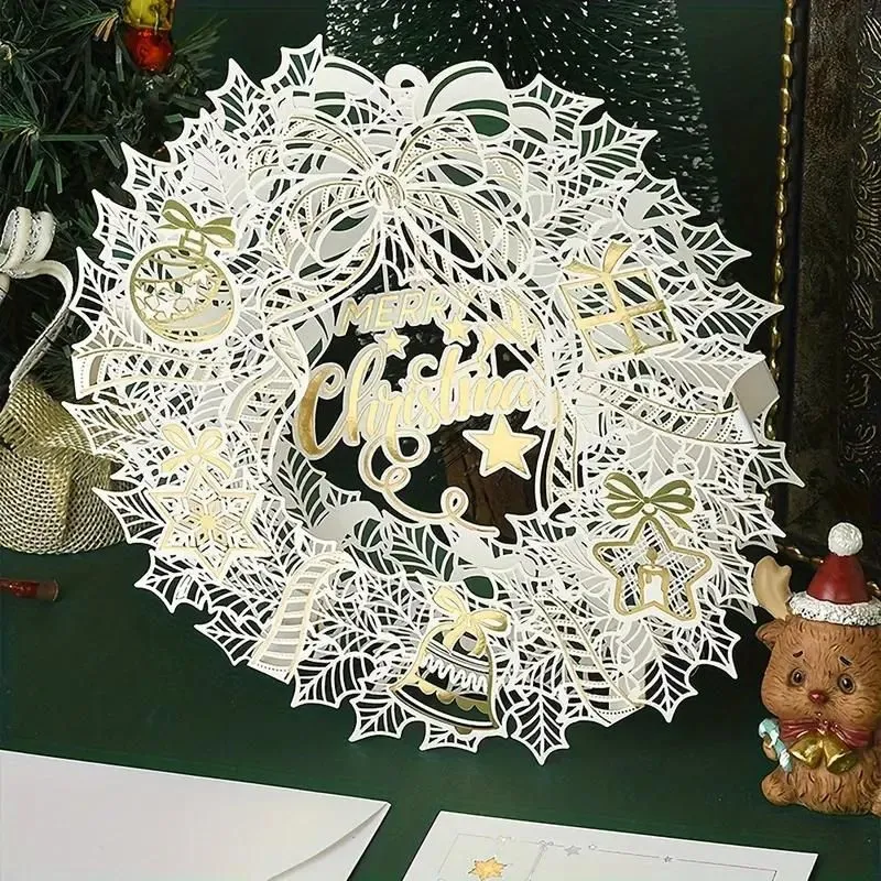 Felicitare de Craciun 3D Coronita Merry Christmas [2]