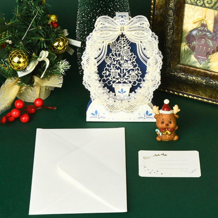 Cadouri pentru Bunici - Felicitare de Craciun 3D cu Design Dantelat