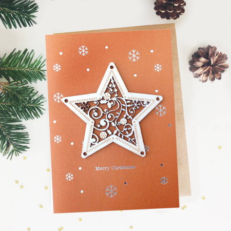 Felicitare de Craciun Ornament din lemn Steaua Sus Rasare [0]