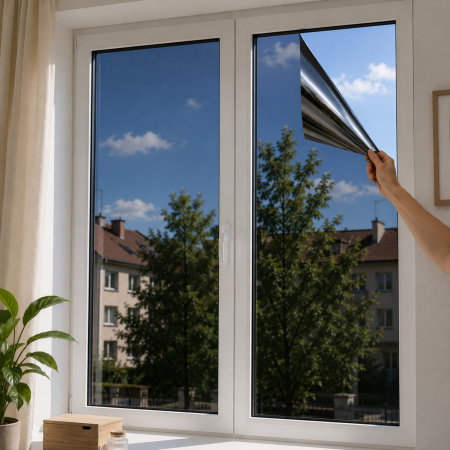 Gadget - Folie reflexiva pentru geamuri, cu efect de oglinda si protectie solara