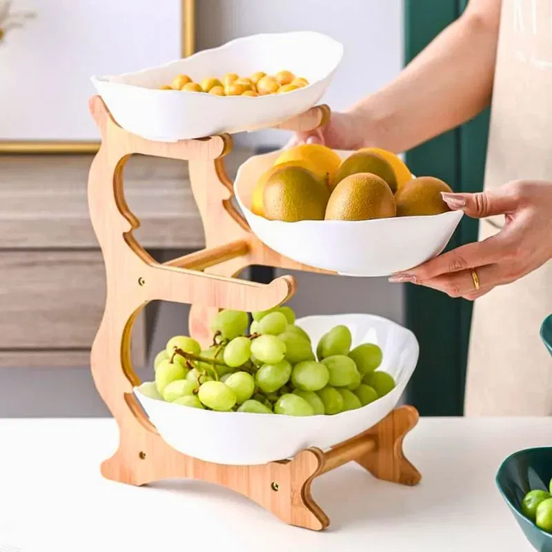 Fructiera Etajata cu Suport de Lemn Natur [9]