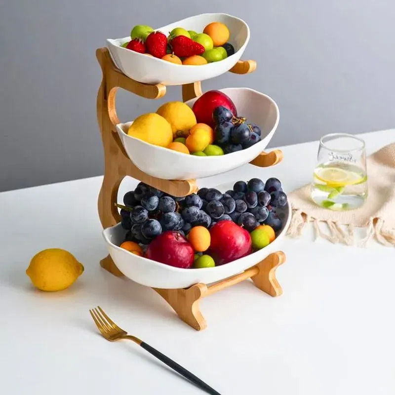 Fructiera Etajata cu Suport de Lemn Natur [5]