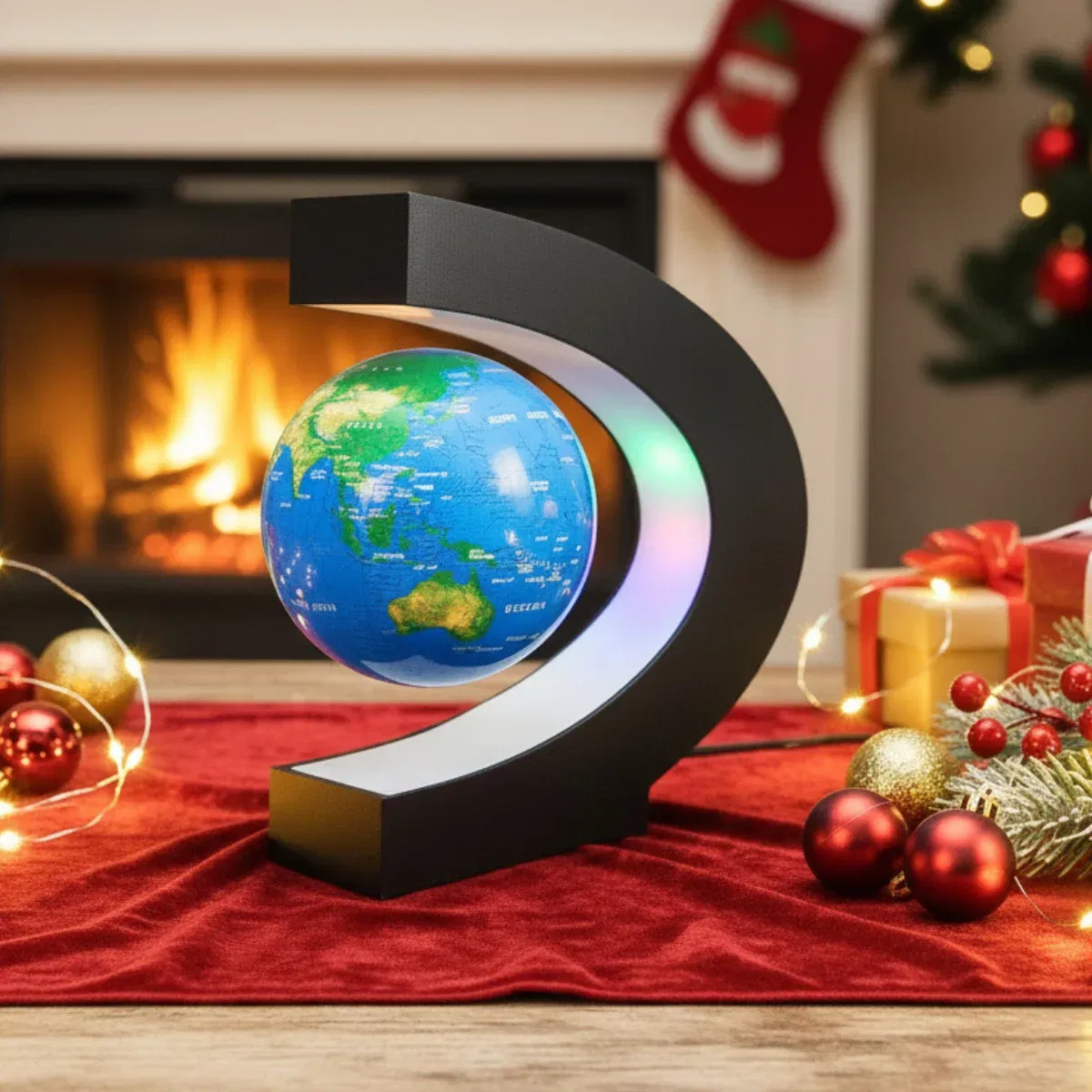 Gadget - Glob pamantesc magnetic plutitor cu iluminare LED. C-Shape