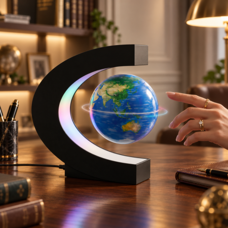 Gadget - Glob pamantesc magnetic plutitor cu iluminare LED. C-Shape