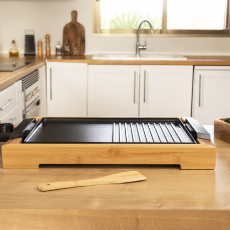 Gratar electric 2000W, cu platou din bambus [2]