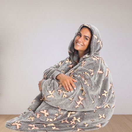 Hanorac patura cu gluga, Iluminat, Fluturasi, 240g/mp [1]