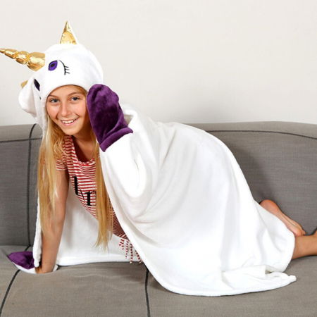 Hanorac patura cu gluga pentru copii, Unicorn, 240g/mp [1]