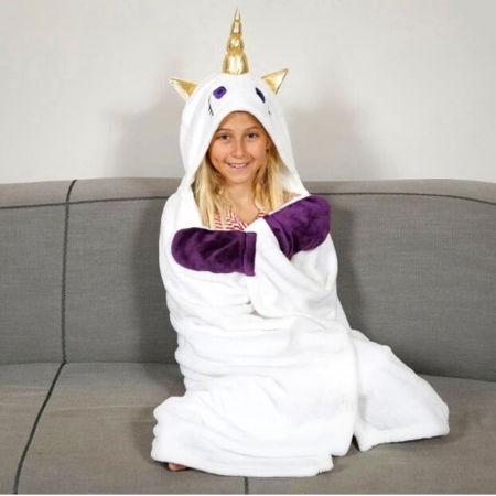Hanorac patura cu gluga pentru copii, Unicorn, 240g/mp [0]