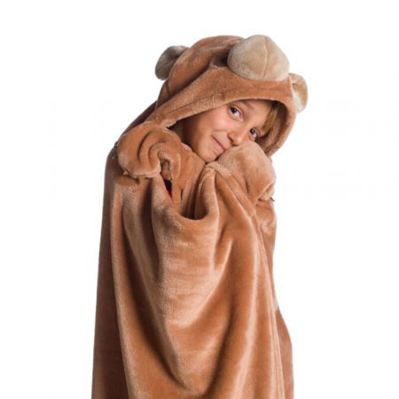 Hanorac patura cu gluga pentru copii, Ursulet, 240g/mp [4]