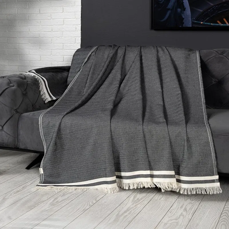 Husa canapea, bumbac, antracit, 170x230 cm, stil elegant [0]