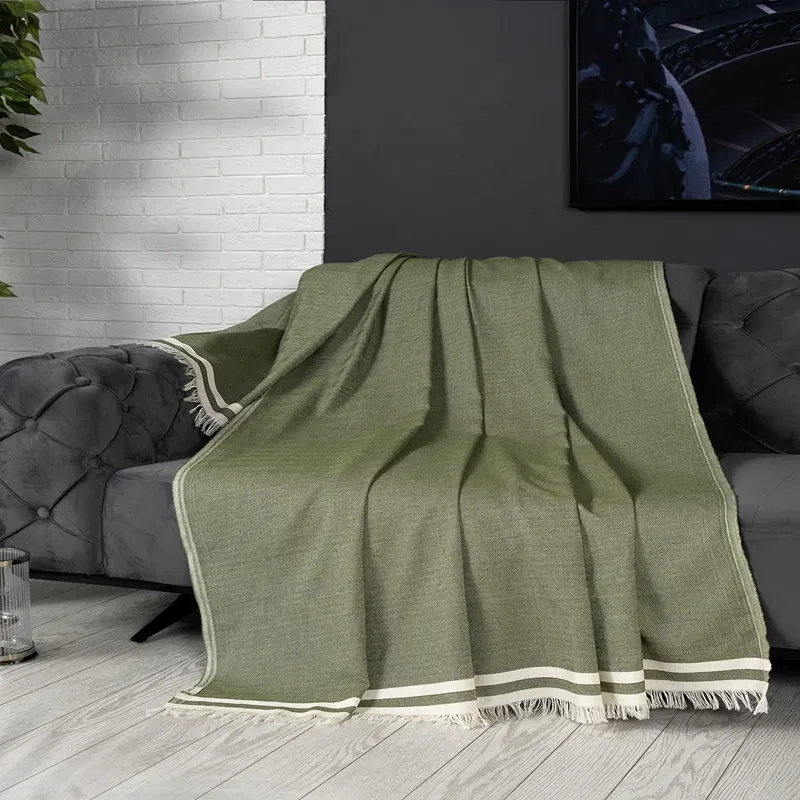 Husa canapea, bumbac, verde, 170x300 cm, design modern [0]