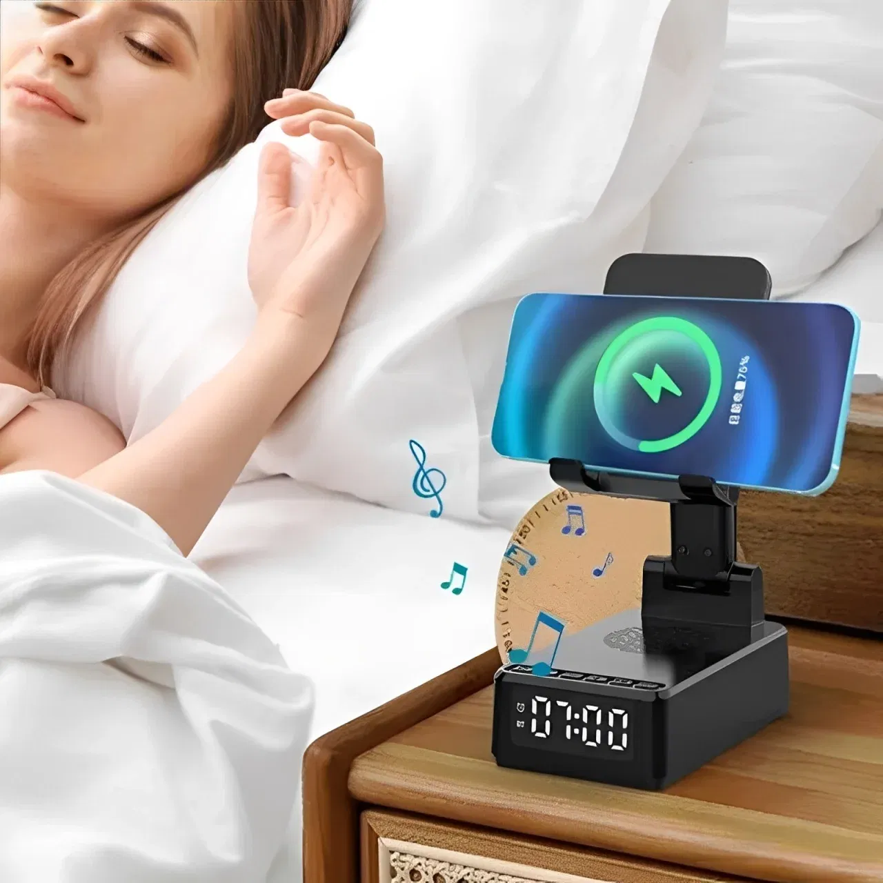 Incarcator wireless 15W cu ceas si difuzor [3]