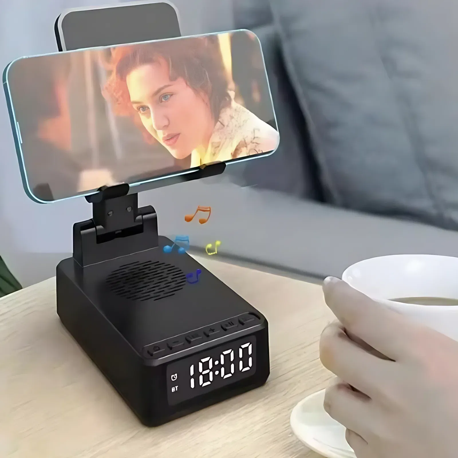 Incarcator wireless 15W cu ceas si difuzor [2]