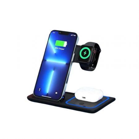 Incarcator wireless 3 in 1 telefon, ceas si casti, Pliabilo [7]