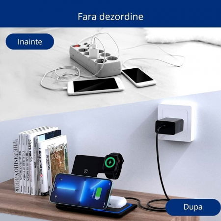 Incarcator wireless 3 in 1 telefon, ceas si casti, Pliabilo [6]